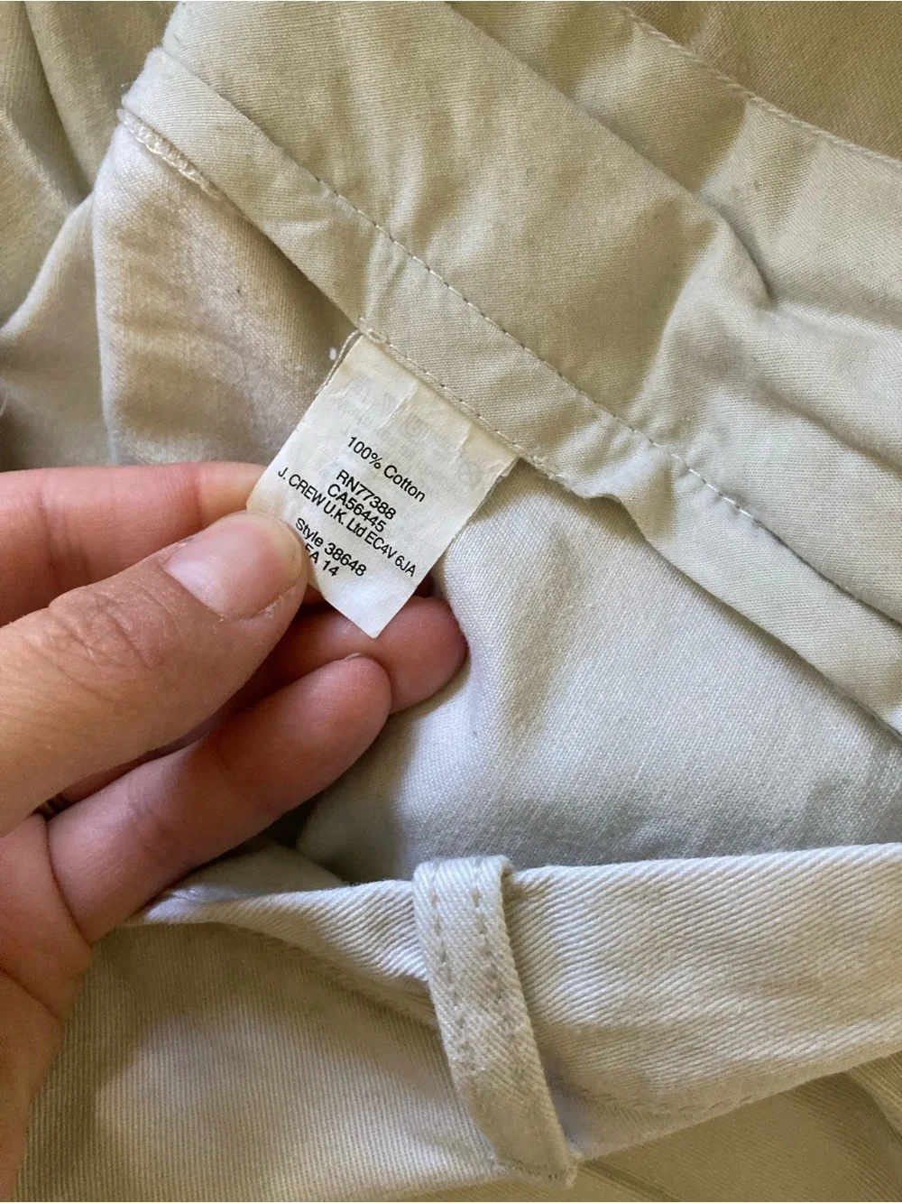 J. Crew Men’s Cream Chino Pants